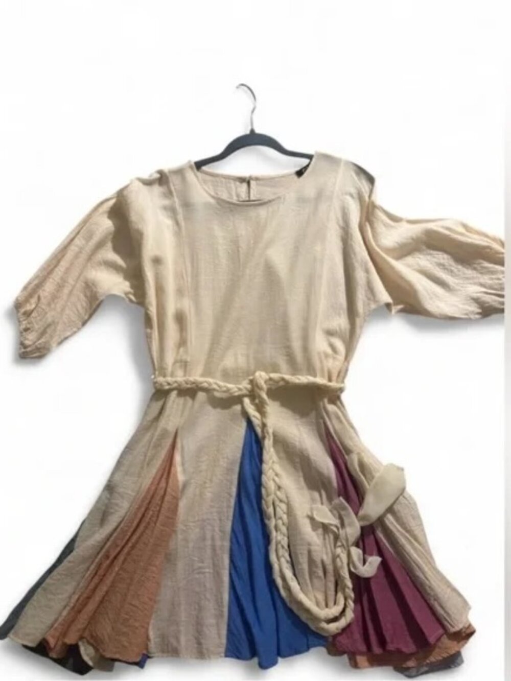 ODDI Rainbow Colorblock Panel Belted Swing Mini Dress - Picture 11 of 11